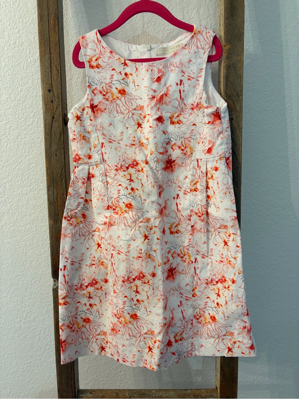 Zara Girls' White & Orange Floral Sleeveless Dress